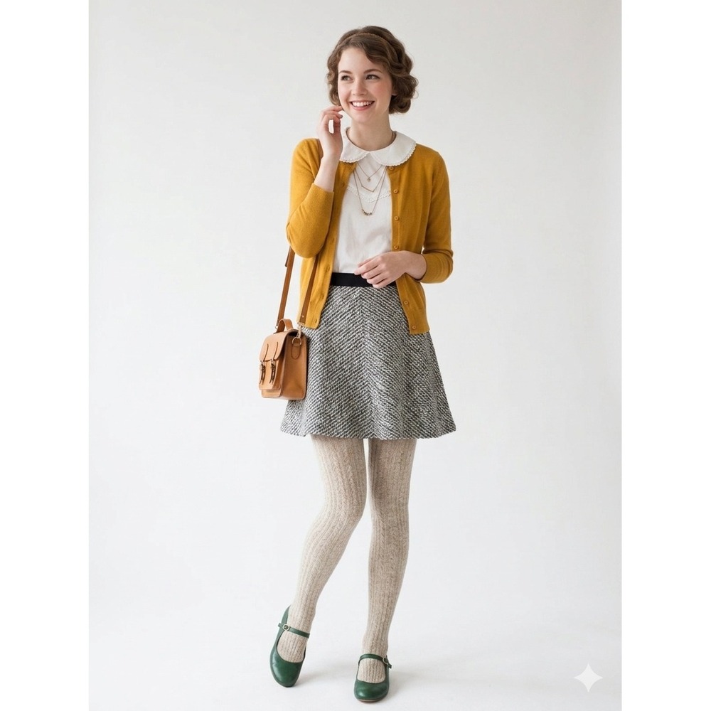Ann Taylor Loft Skirt XS Tweed Black White Marled Knit A-Line Mini Office Twee